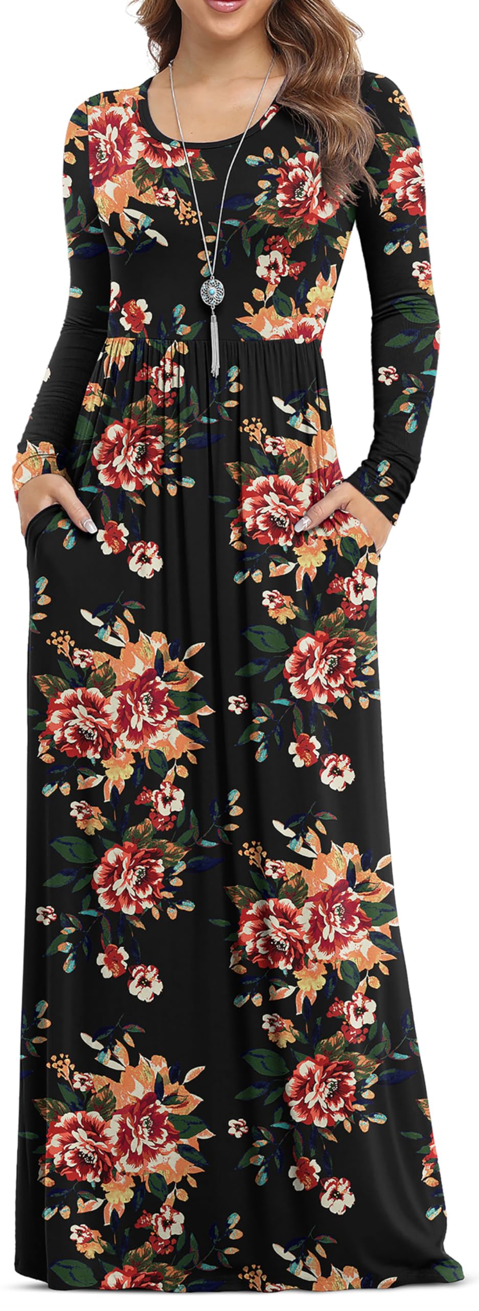 VIISHOW Women's Short Sleeve Loose Plain Maxi Dresses Casual Long Dresses with Pockets