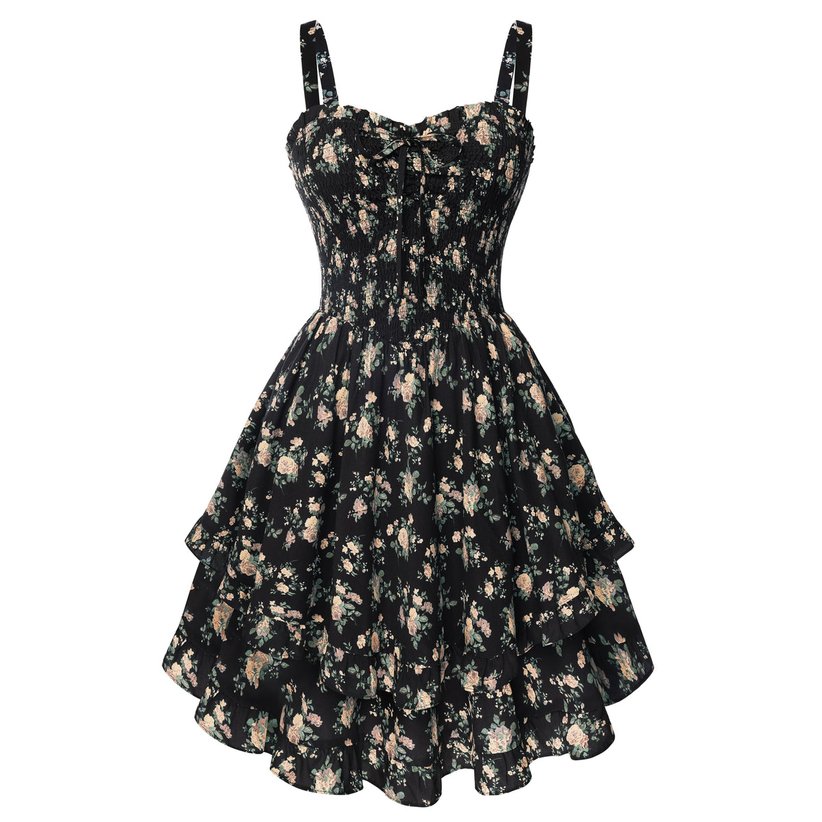 Scarlet Darkness Smocked Floral Sundresses Women Teens Summer Spring Dress
