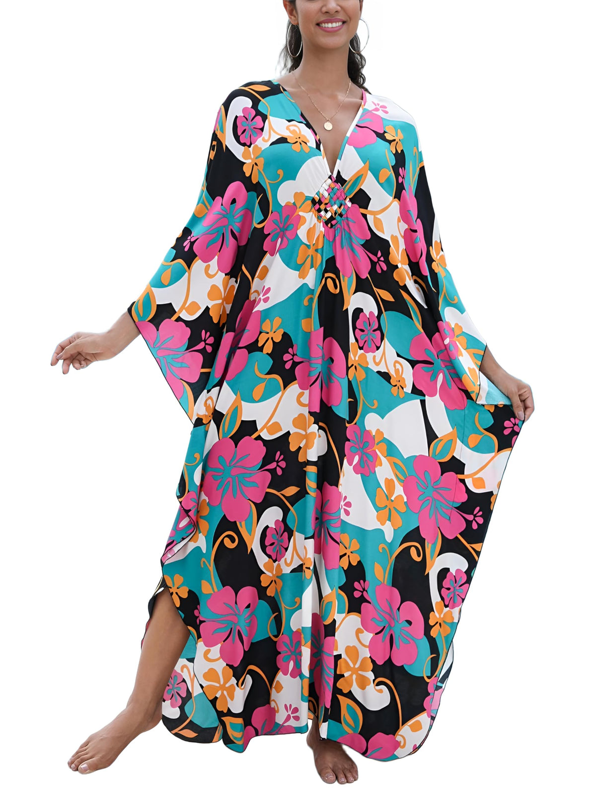 KEYLORTING Plus Size Kaftan Dress Women, African Moo Moo Print Caftan, Batwing Dress, Beach Cover Up for Party and Loungewear