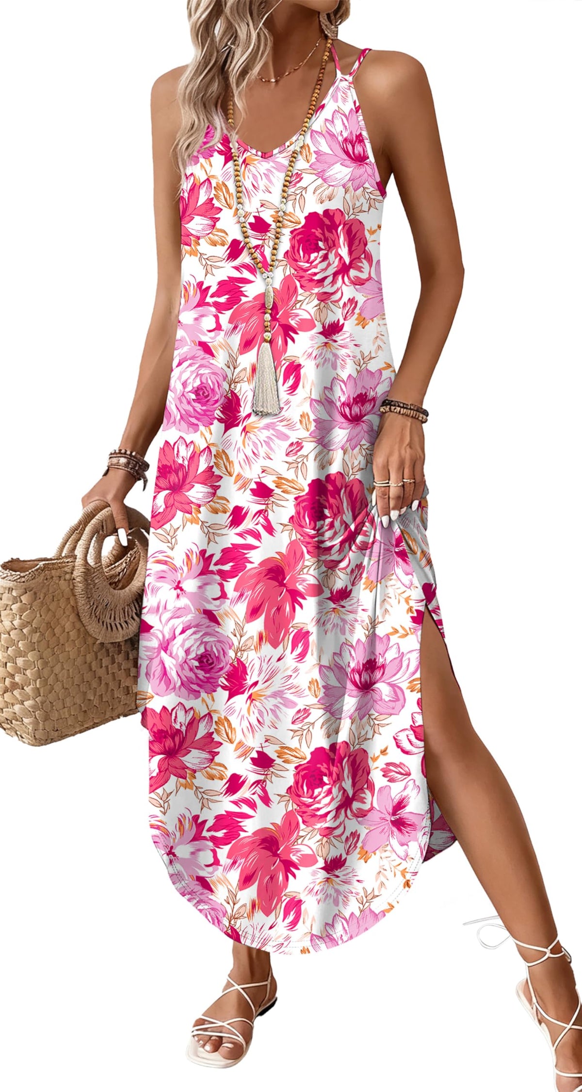 WIHOLL Summer Dresses for Women 2026 Maxi Dress Boho Halter Dress Sundresses Beach Vacation Clothes Travel Outfits