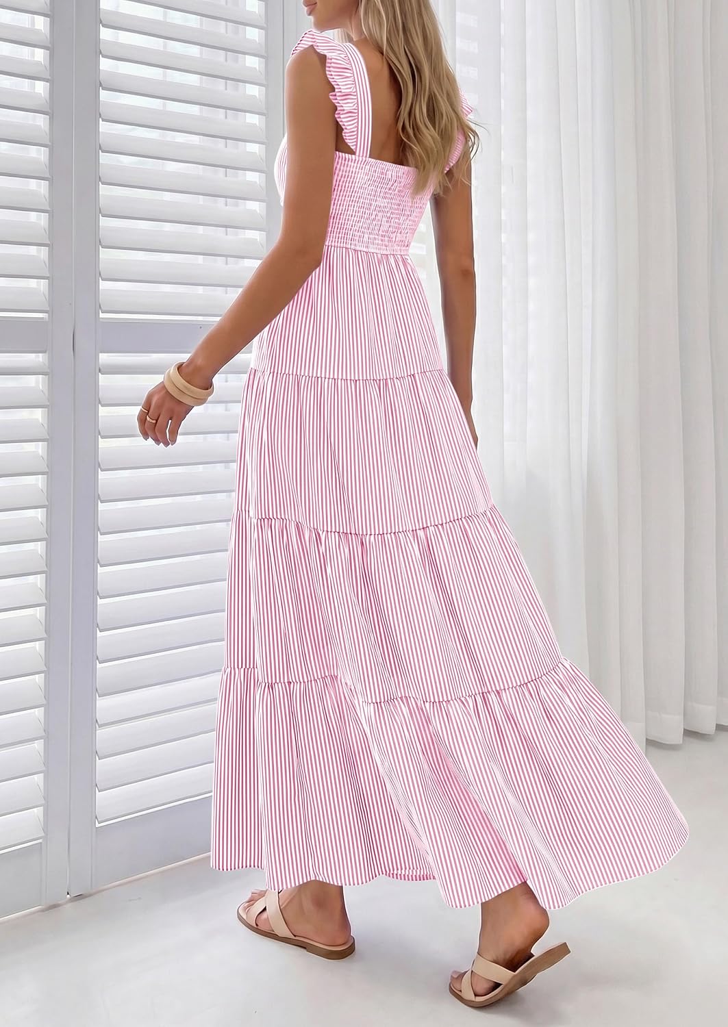 PRETTYGARDEN Women's Summer Striped Maxi Sun Dresses