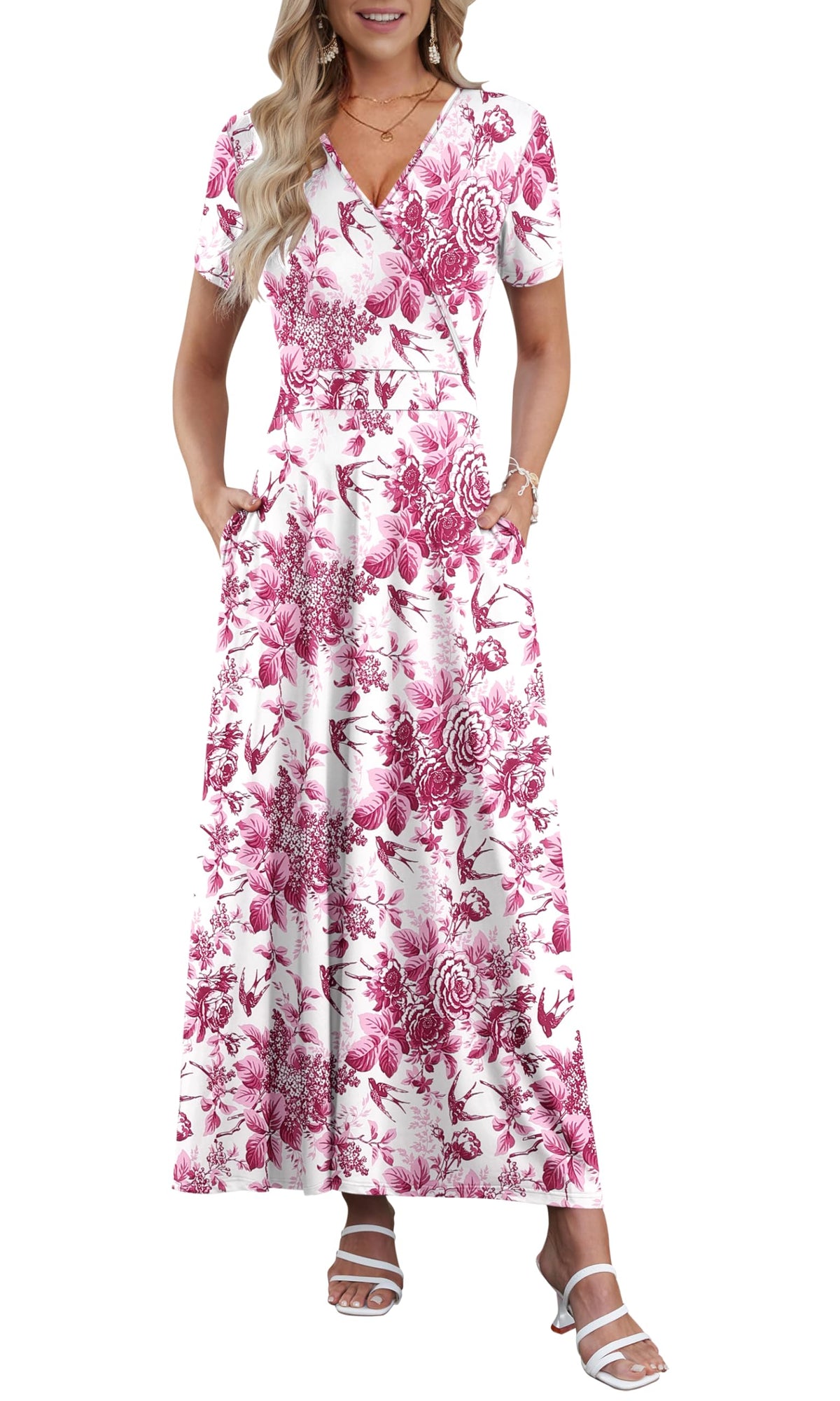 AUSELILY Maxi Dresses for Women Ankle Length Floral Beach Long Flowy Dress