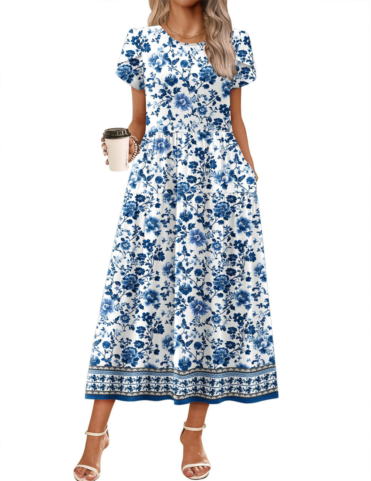 Zeagoo Summer Dresses for Women 2026 Maxi Bohemian Short Sleeve Long Dress