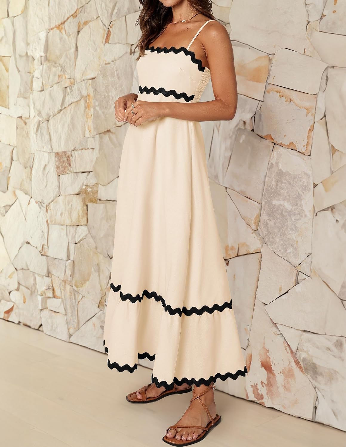 ZESICA Women's 2026 Summer Spaghetti Straps Midi Dress