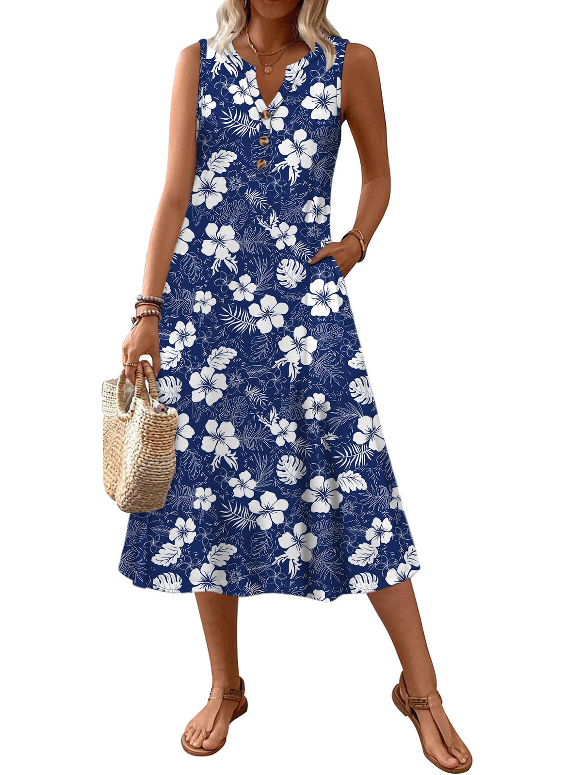 Zeagoo Summer Dress for Women 2026 Sleeveless Tank Midi Dress Vacation Beach Sundress Aline Boho Clothing