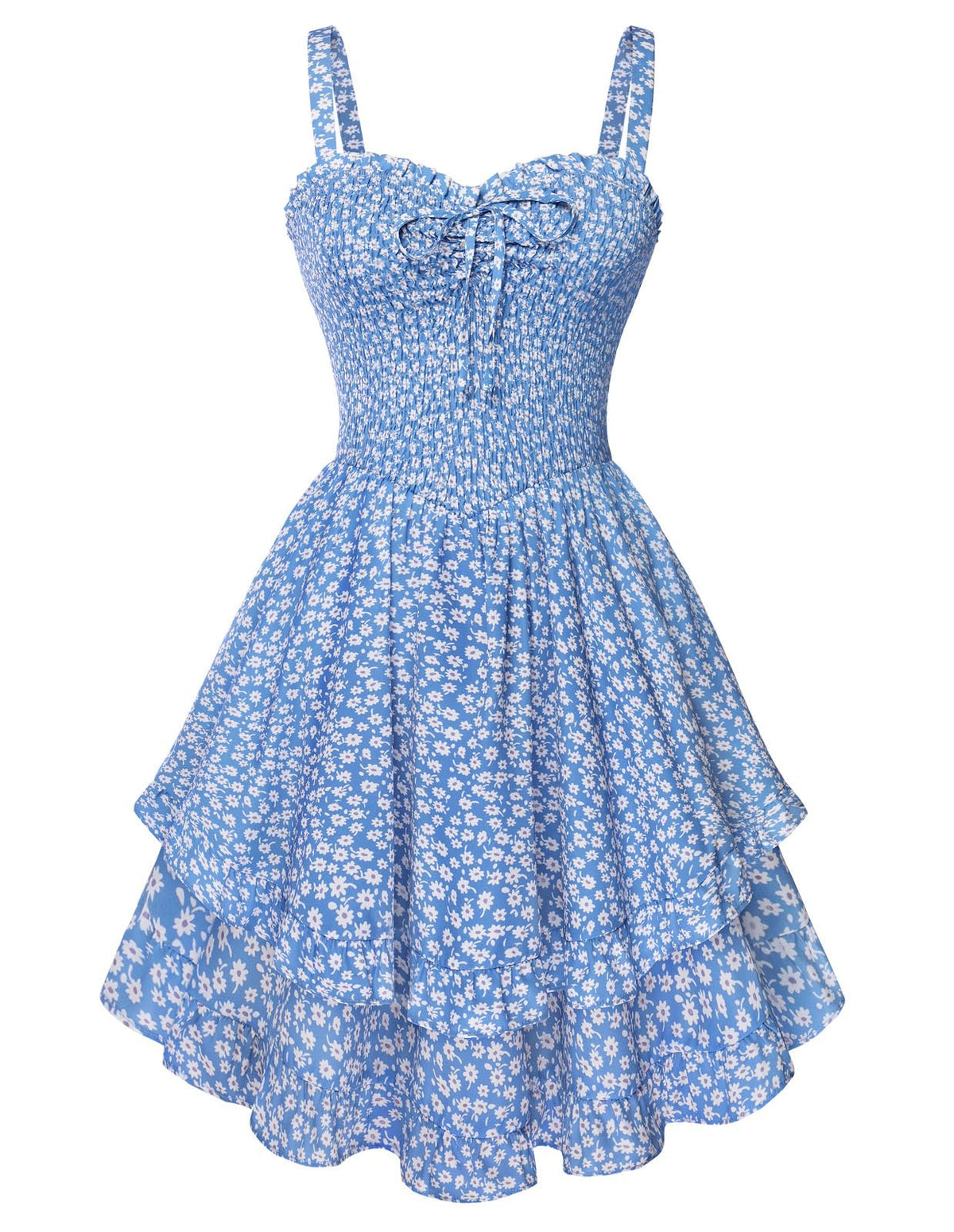 Scarlet Darkness Smocked Floral Sundresses Women Teens Summer Spring Dress