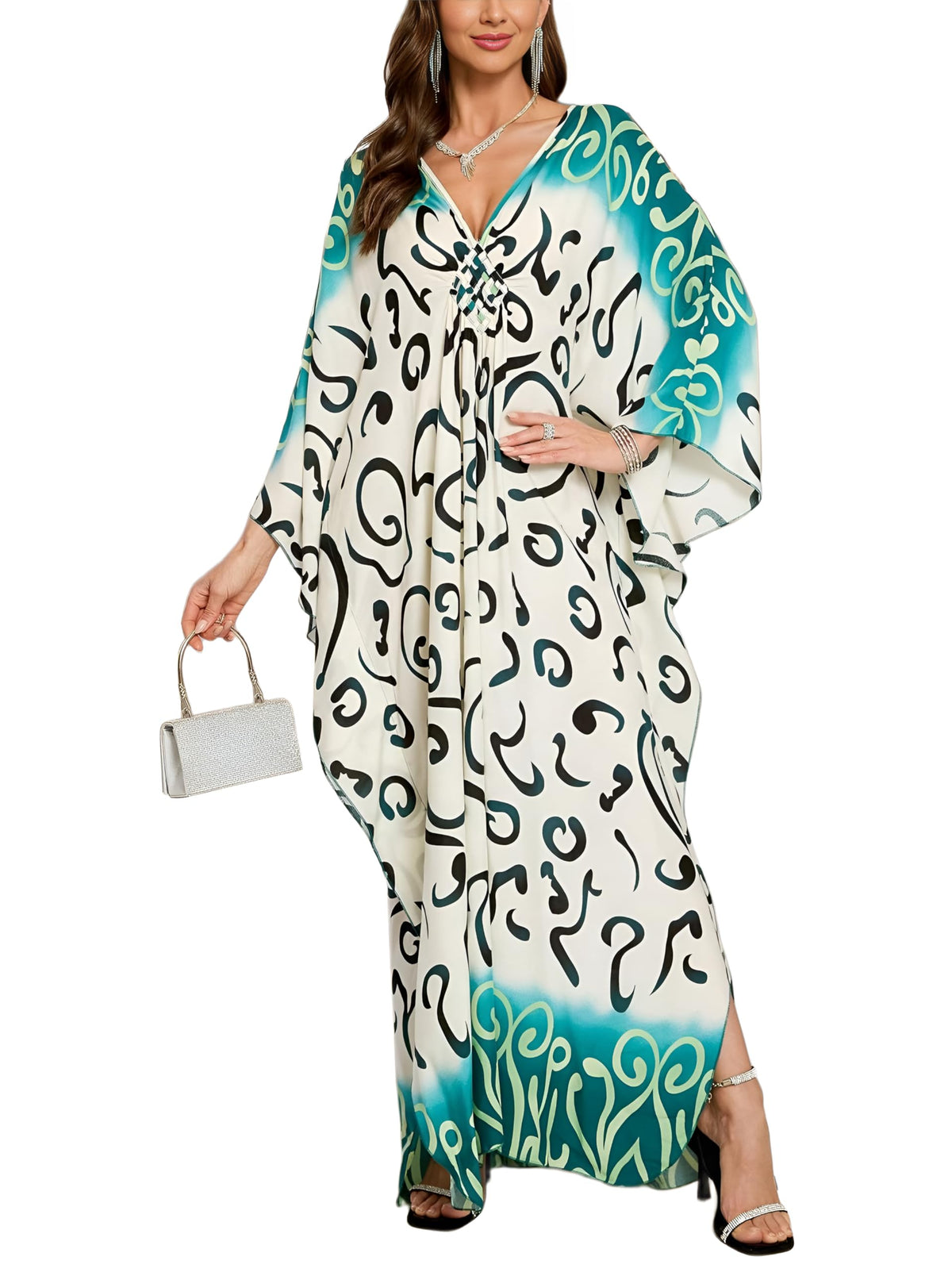KEYLORTING Plus Size Kaftan Dress Women, African Moo Moo Print Caftan, Batwing Dress, Beach Cover Up for Party and Loungewear