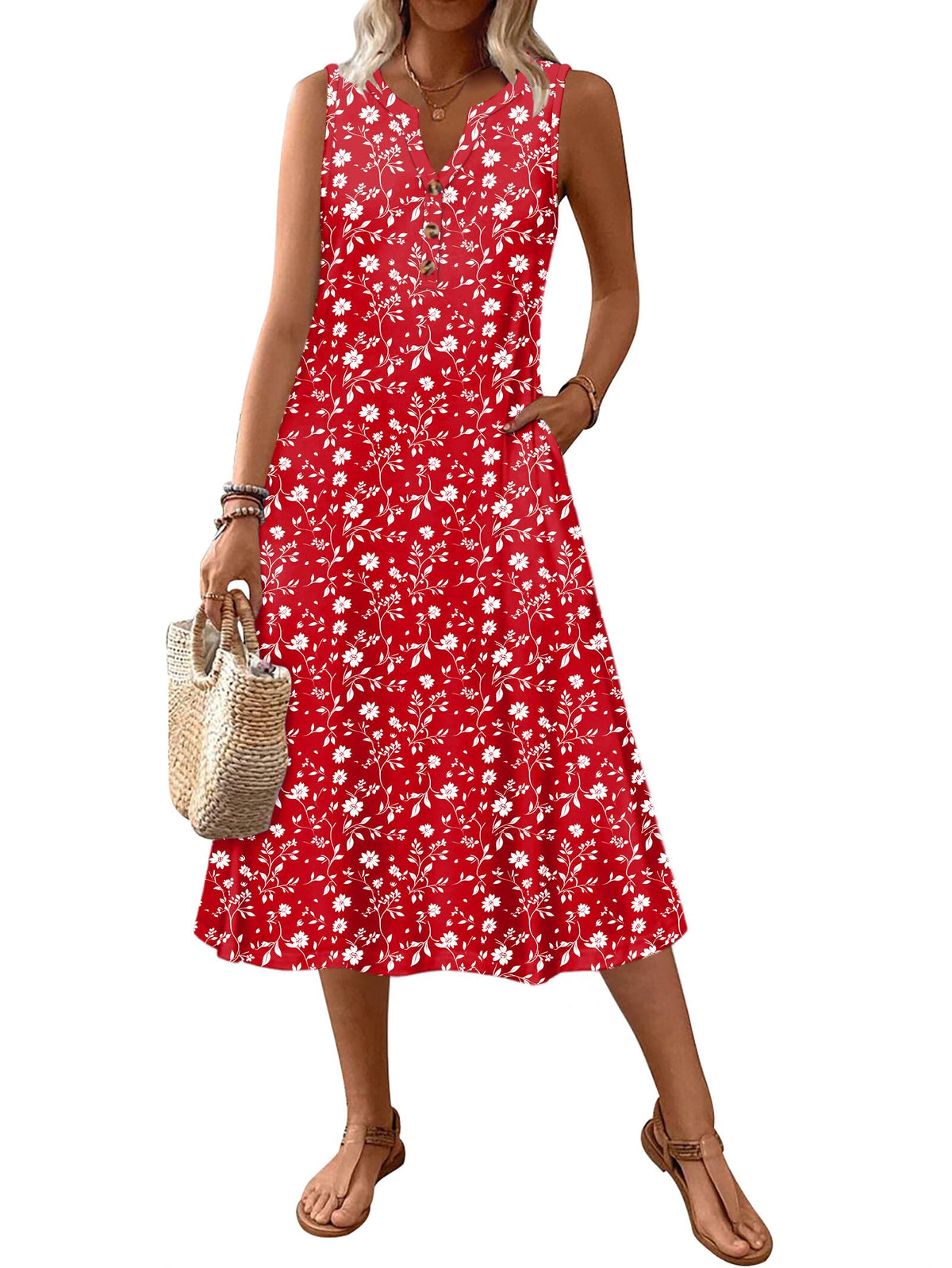 Zeagoo Summer Dress for Women 2026 Sleeveless Tank Midi Dress Vacation Beach Sundress Aline Boho Clothing