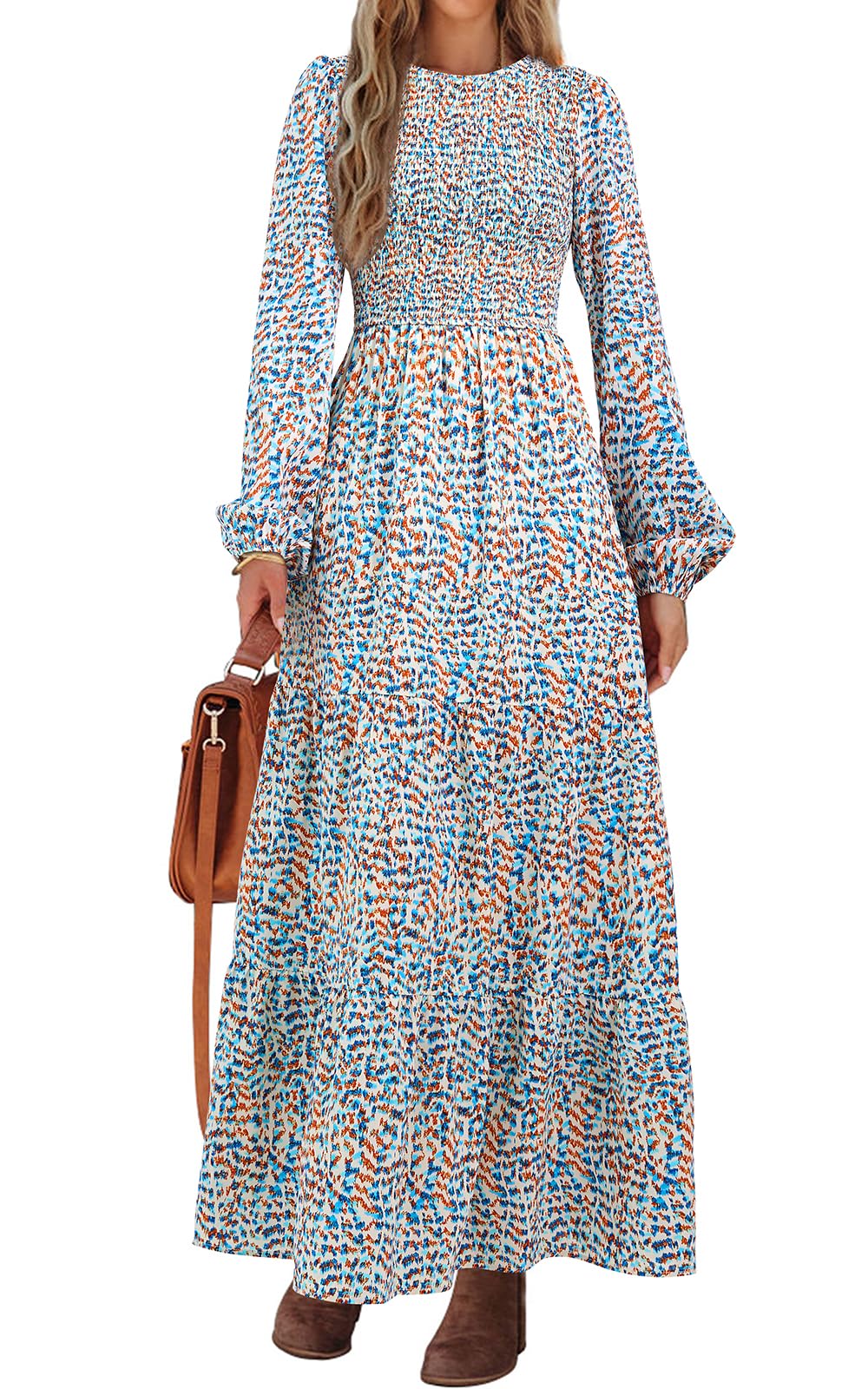 PRETTYGARDEN Long Sleeve Floral Maxi Fall Dresses for Women Trendy Outfits