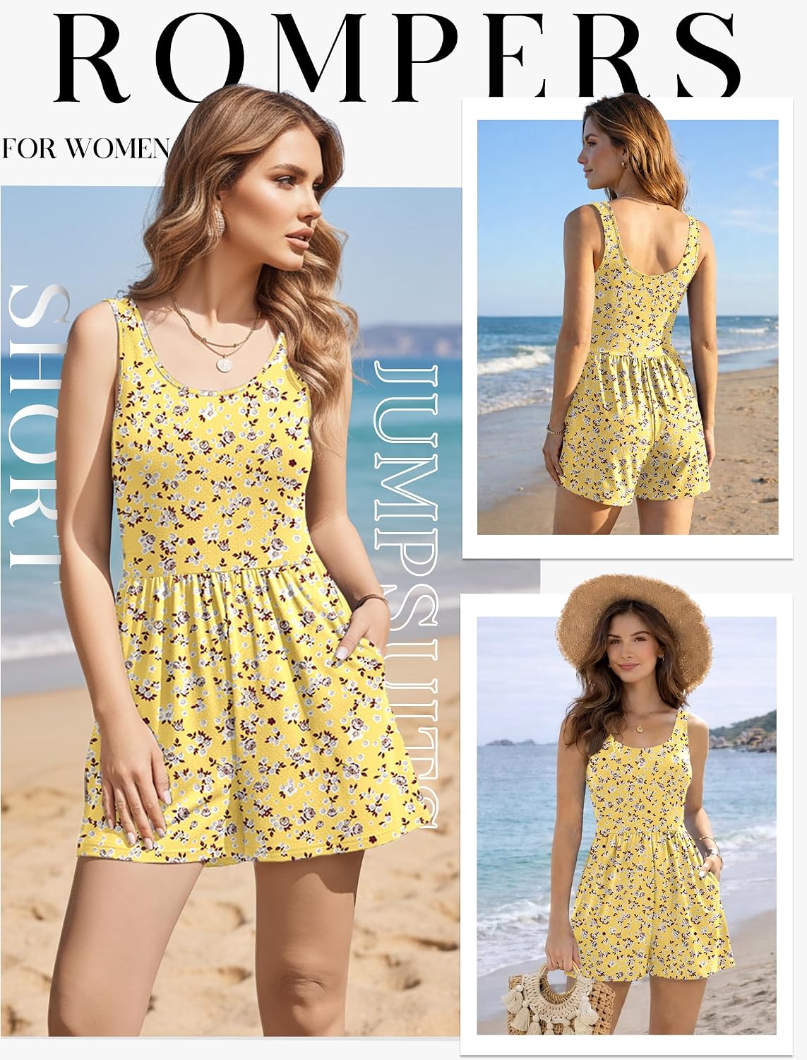 Rompers for Women Casual Summer Beach Short Jumpsuits Vacation Outfits