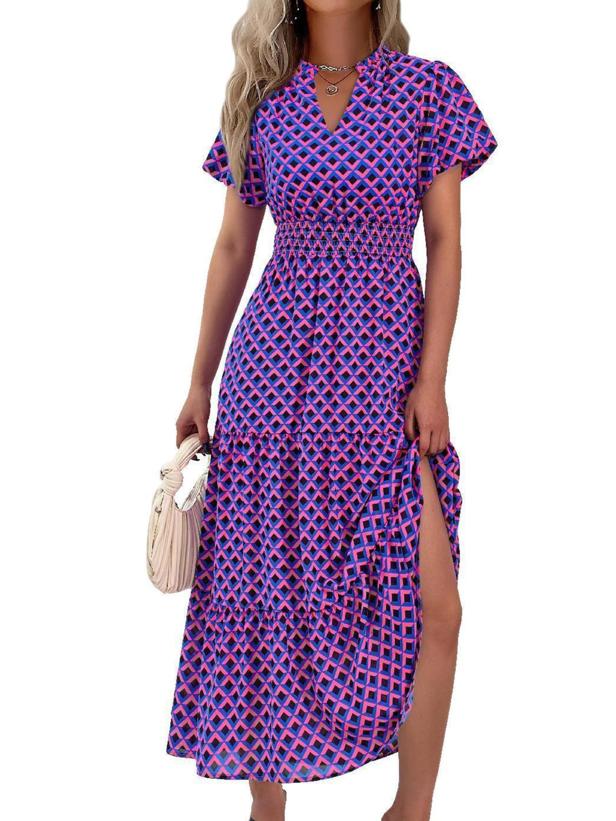 MASCOMODA Summer Maxi Dresses for Women 2026 Short Sleeve Long Floral Dress