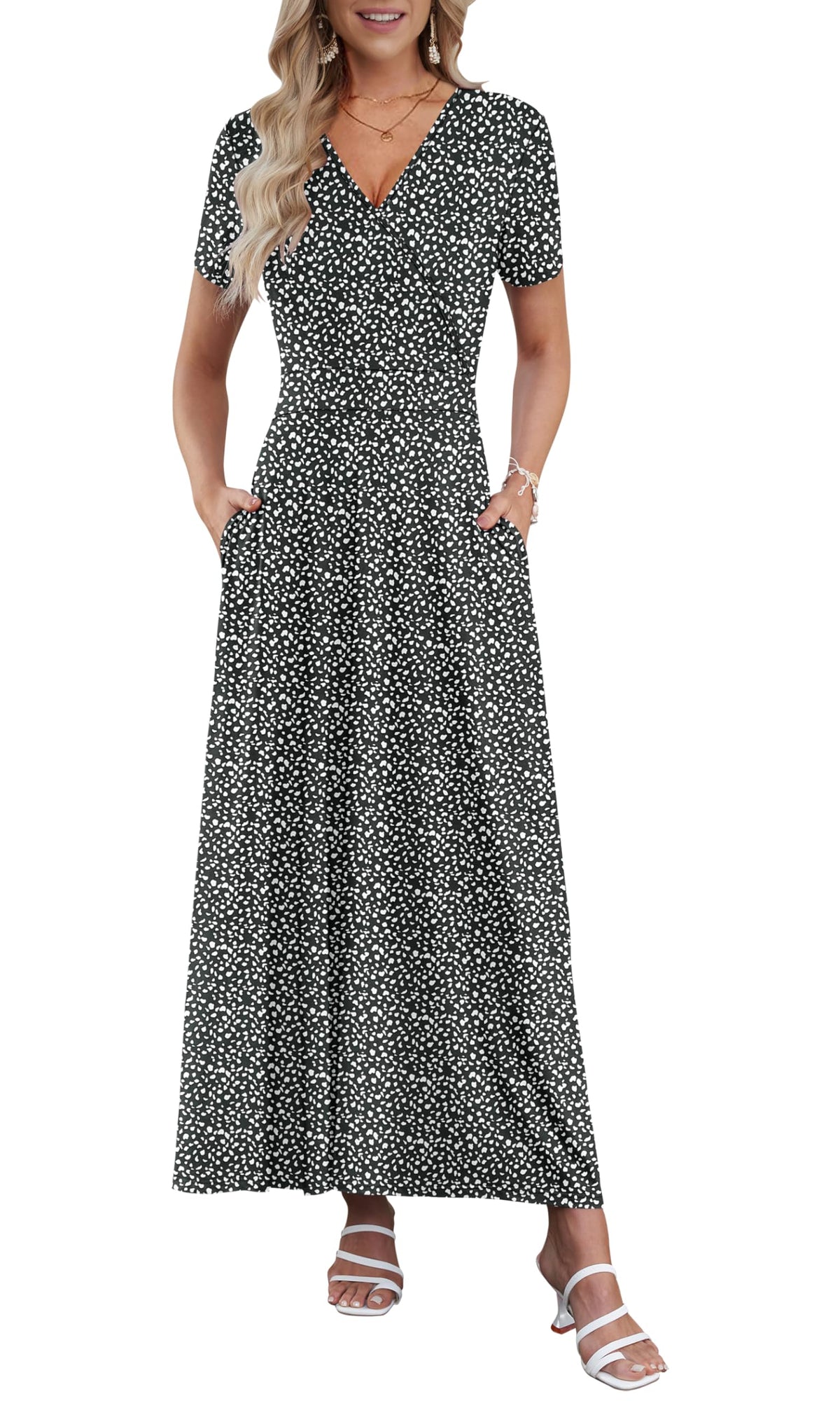 AUSELILY Maxi Dresses for Women Ankle Length Floral Beach Long Flowy Dress