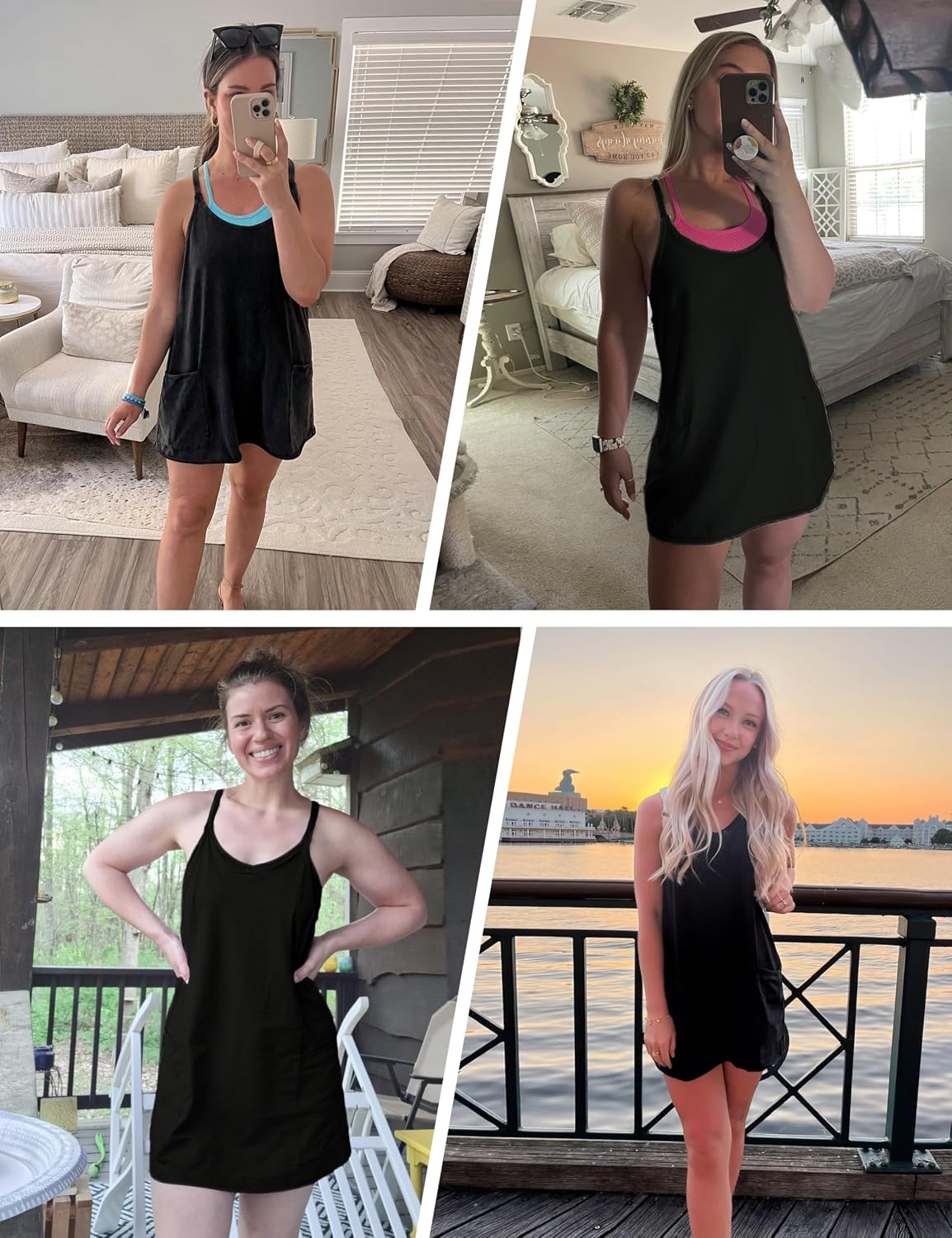 Faleave Women's Summer Sleeveless Mini Dress Athletic Dress Spaghetti Strap Short Tennis Dress with Pockets