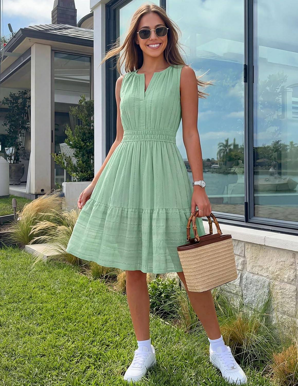 MEROKEETY Womens Summer Casual Beach Vacation Sleeveless Mini Sundress 2026