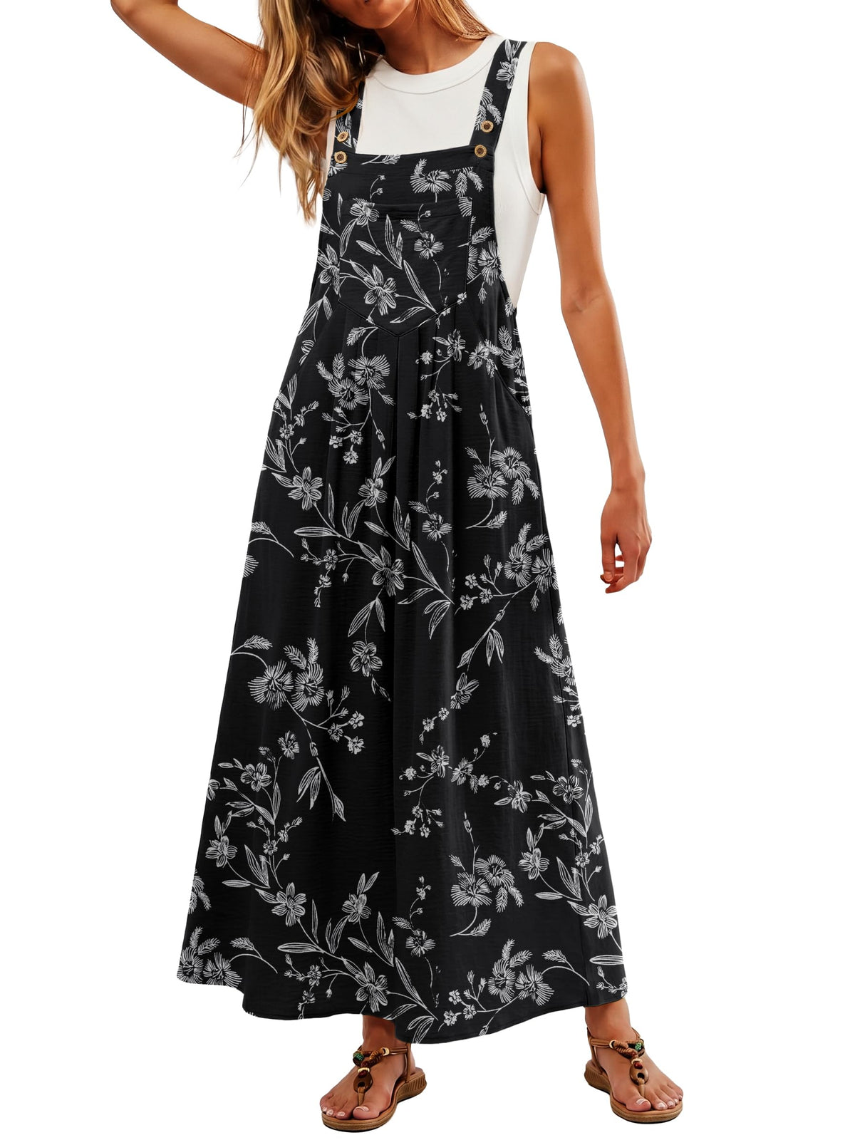 Lepunuo Summer Dresses Women Bib Overall Dresses Adjustable Beach
