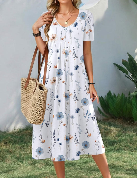 Zeagoo Summer Casual Dress for Womens Floral Midi Sundress with Pockets