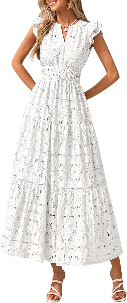 PRETTYGARDEN Women's Summer Eyelet Boho Maxi Dresses