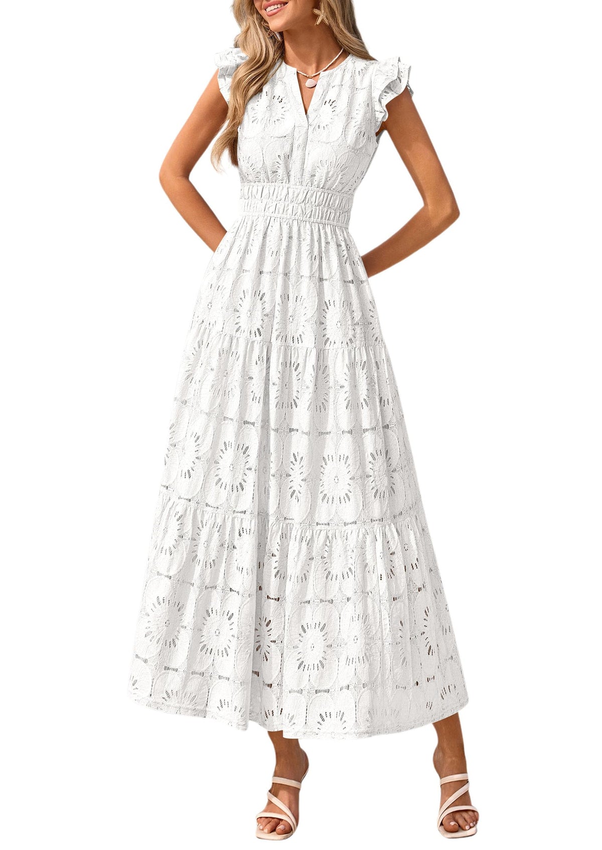 PRETTYGARDEN Women's Summer Eyelet Boho Maxi Dresses