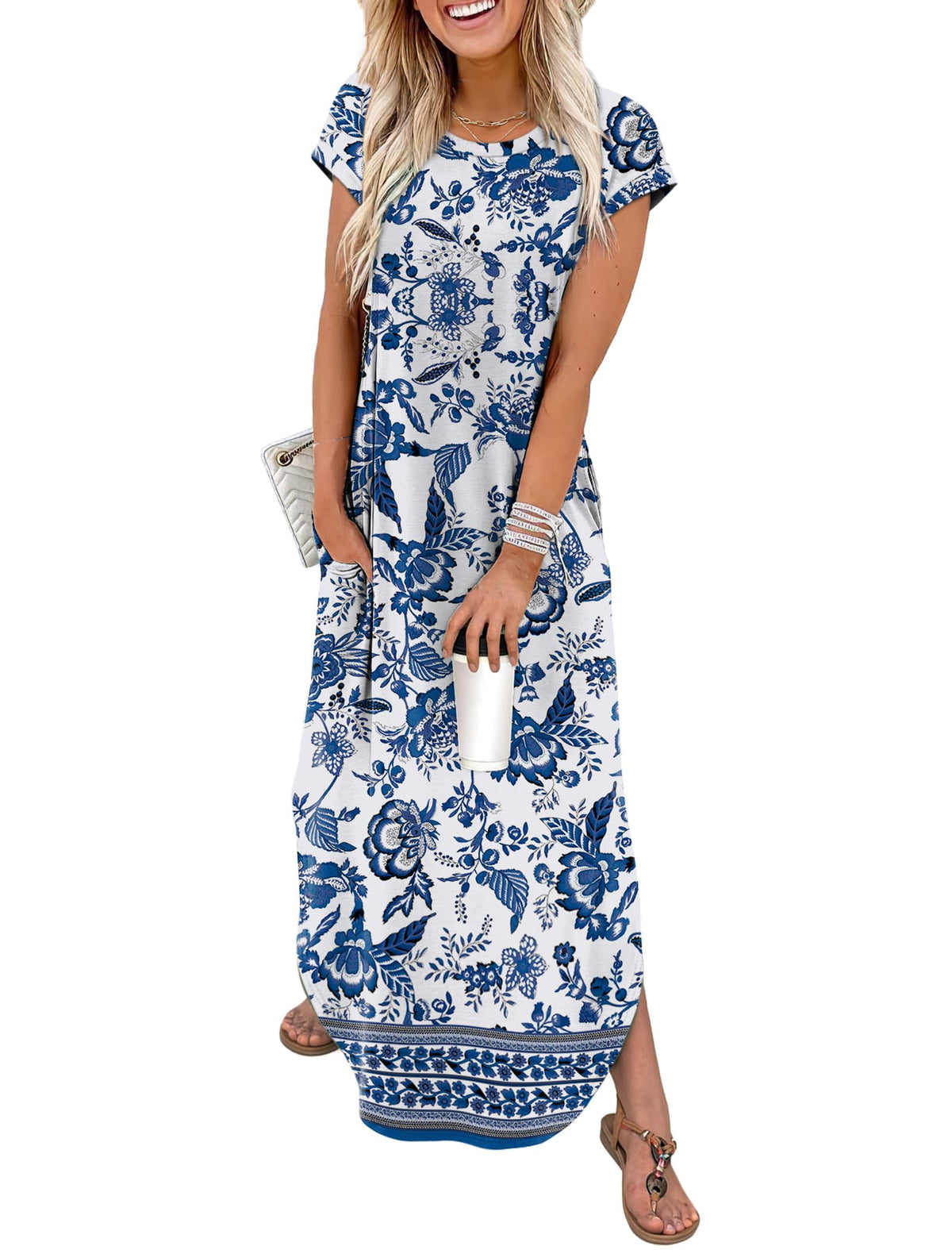 WIHOLL Summer Dresses Cap Sleeve Crewneck Maxi Long Casual Dress with Pockets Beach Vacation Sundresses 2026 Trendy