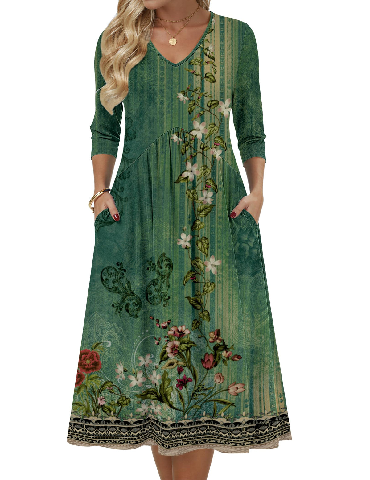 Zeagoo Summer Dresses for Women 2026 3/4 Sleeve Casual Midi Tshirt Dresses