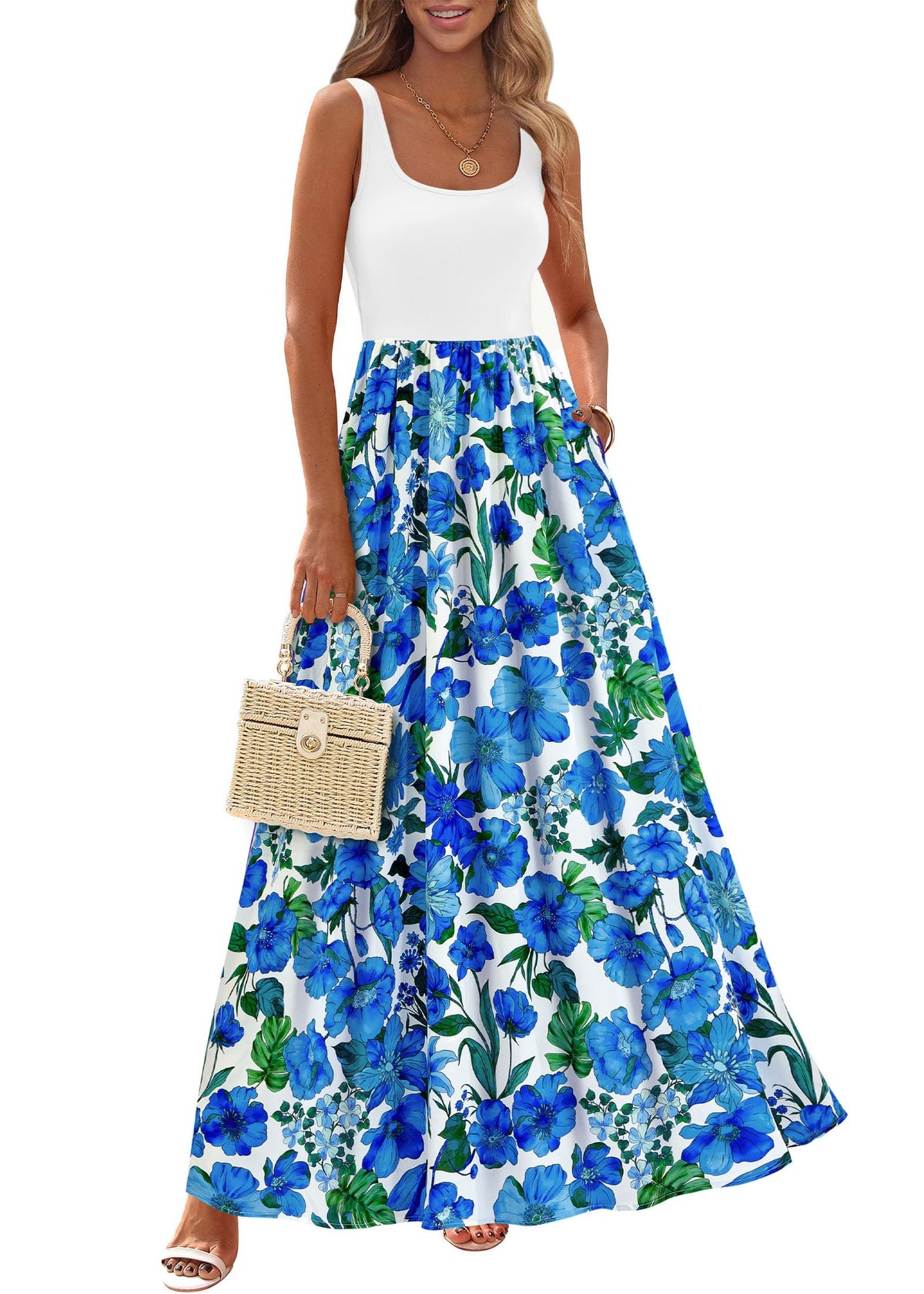 KIRUNDO Women's Summer Maxi Dress Boho Floral Long Sundress