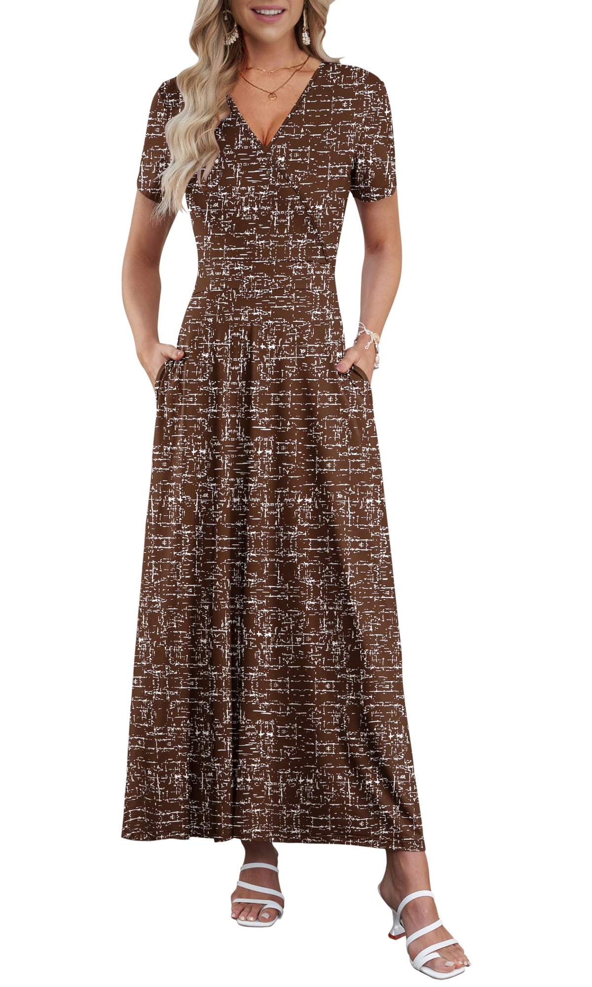 AUSELILY Maxi Dresses for Women Ankle Length Floral Beach Long Flowy Dress