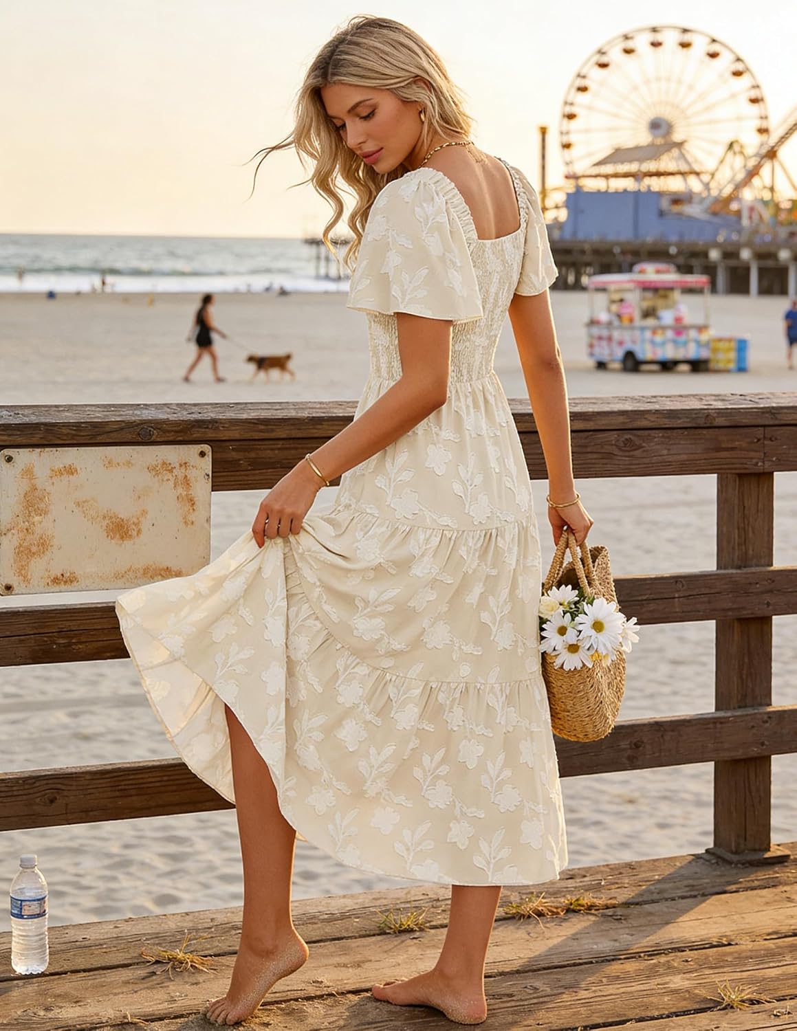 ZESICA Womens 2026 Summer Boho Wedding Guest Midi Dresses