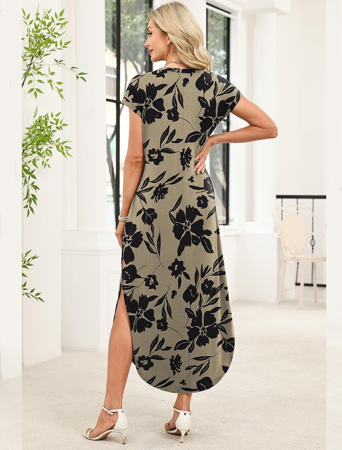 WIHOLL Summer Dresses Cap Sleeve Crewneck Maxi Long Casual Dress with Pockets Beach Vacation Sundresses 2026 Trendy
