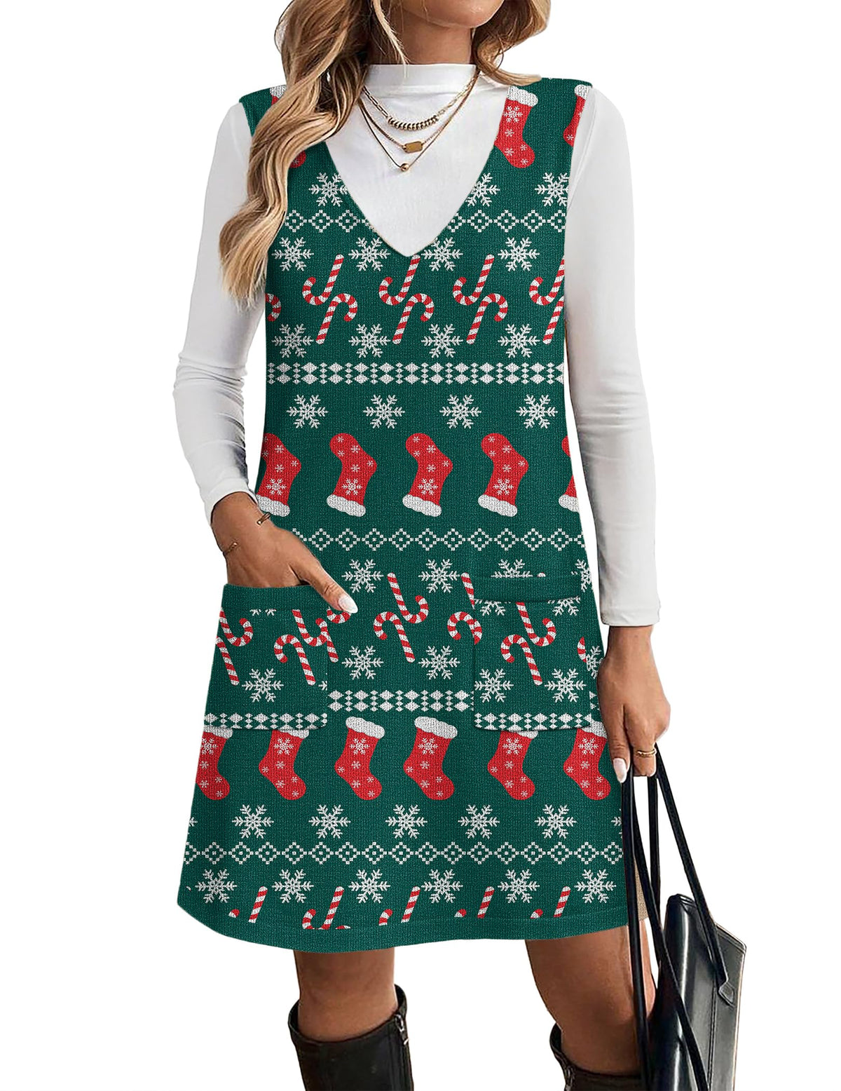 Zeagoo Women's Sweater Vest Dresses for Women 2026 V Neck Sleeveless Knit Pullover Sweater with Pockets Fall Winter Outfits