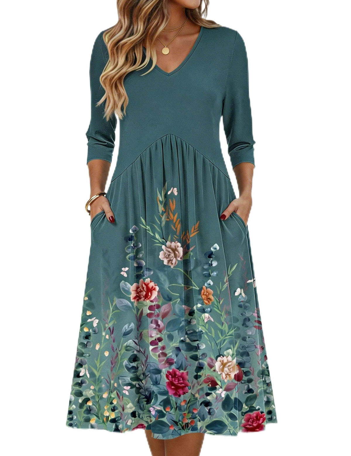 Zeagoo Summer Dresses for Women 2026 3/4 Sleeve Casual Midi Tshirt Dresses