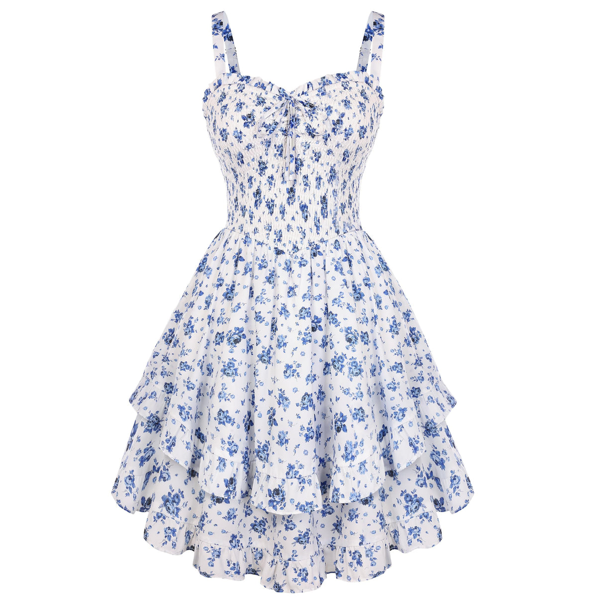 Scarlet Darkness Smocked Floral Sundresses Women Teens Summer Spring Dress