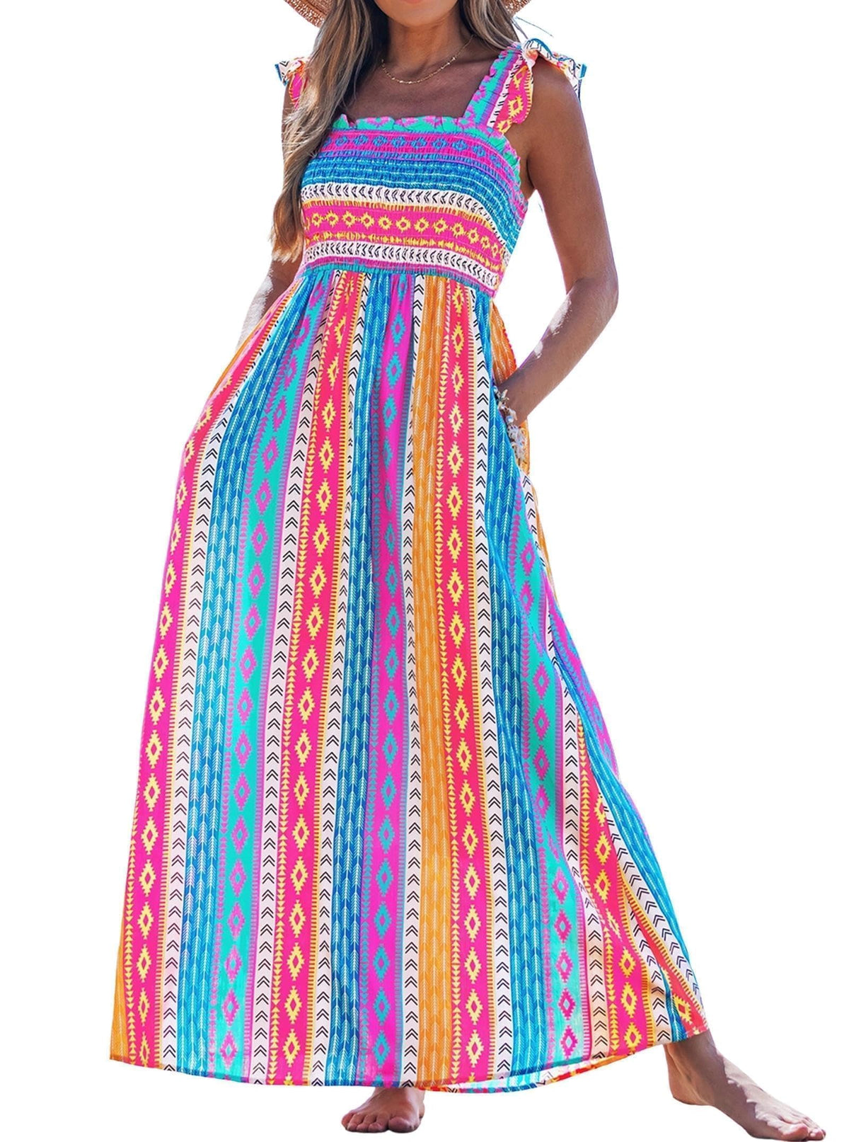 popvil Women Summer Maxi Dress 2026 Spaghetti Strap Long Beach Dress