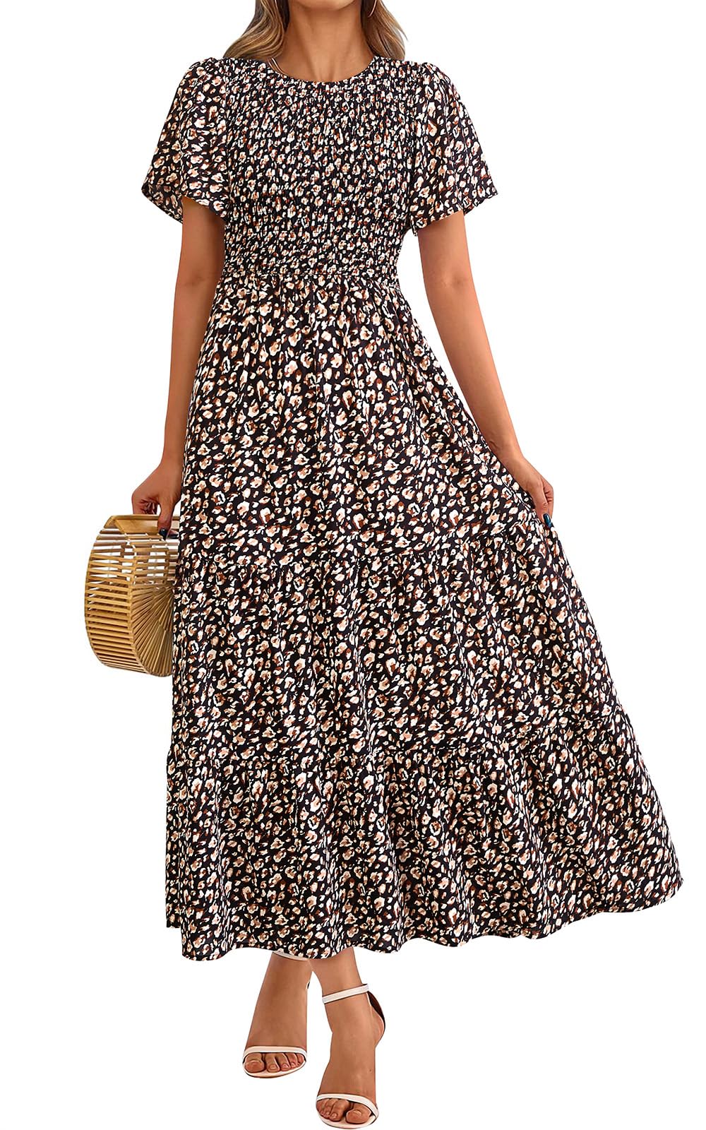 PRETTYGARDEN Women's 2026 Summer Casual Flutter Sleeve Floral Maxi Dress