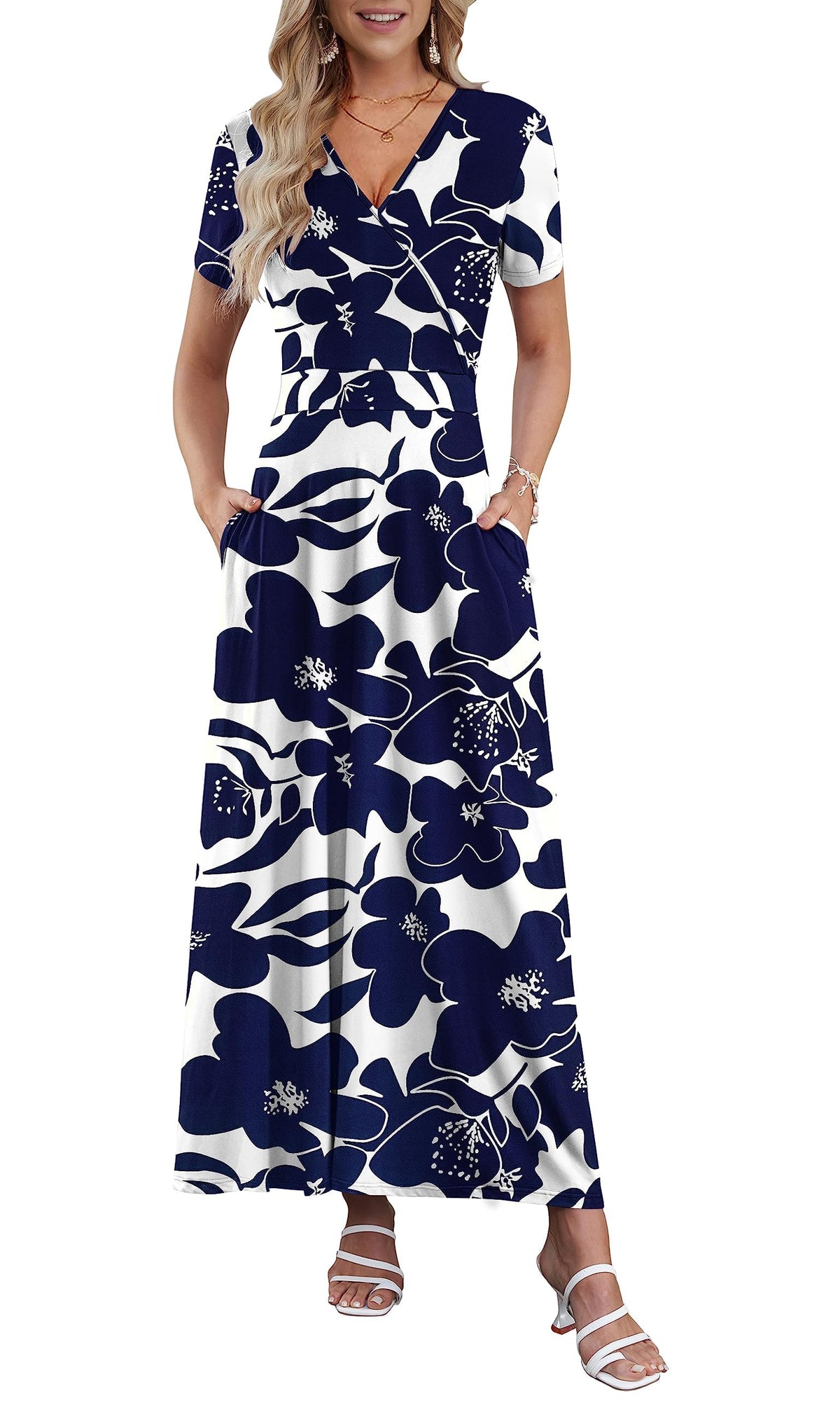 AUSELILY Maxi Dresses for Women Ankle Length Floral Beach Long Flowy Dress