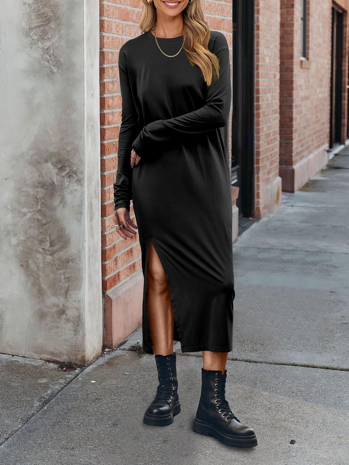 ANRABESS Long Sleeve Midi Dresses for Women