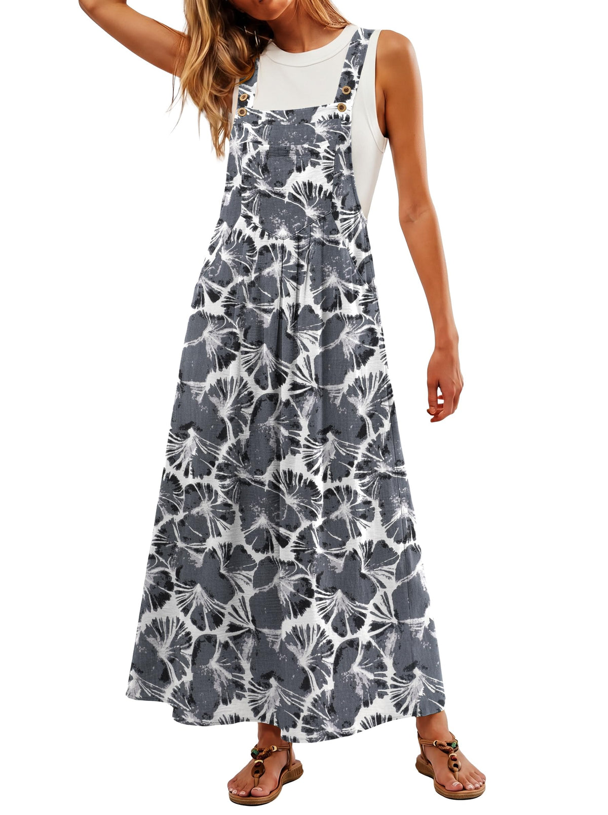 Lepunuo Summer Dresses Women Bib Overall Dresses Adjustable Beach