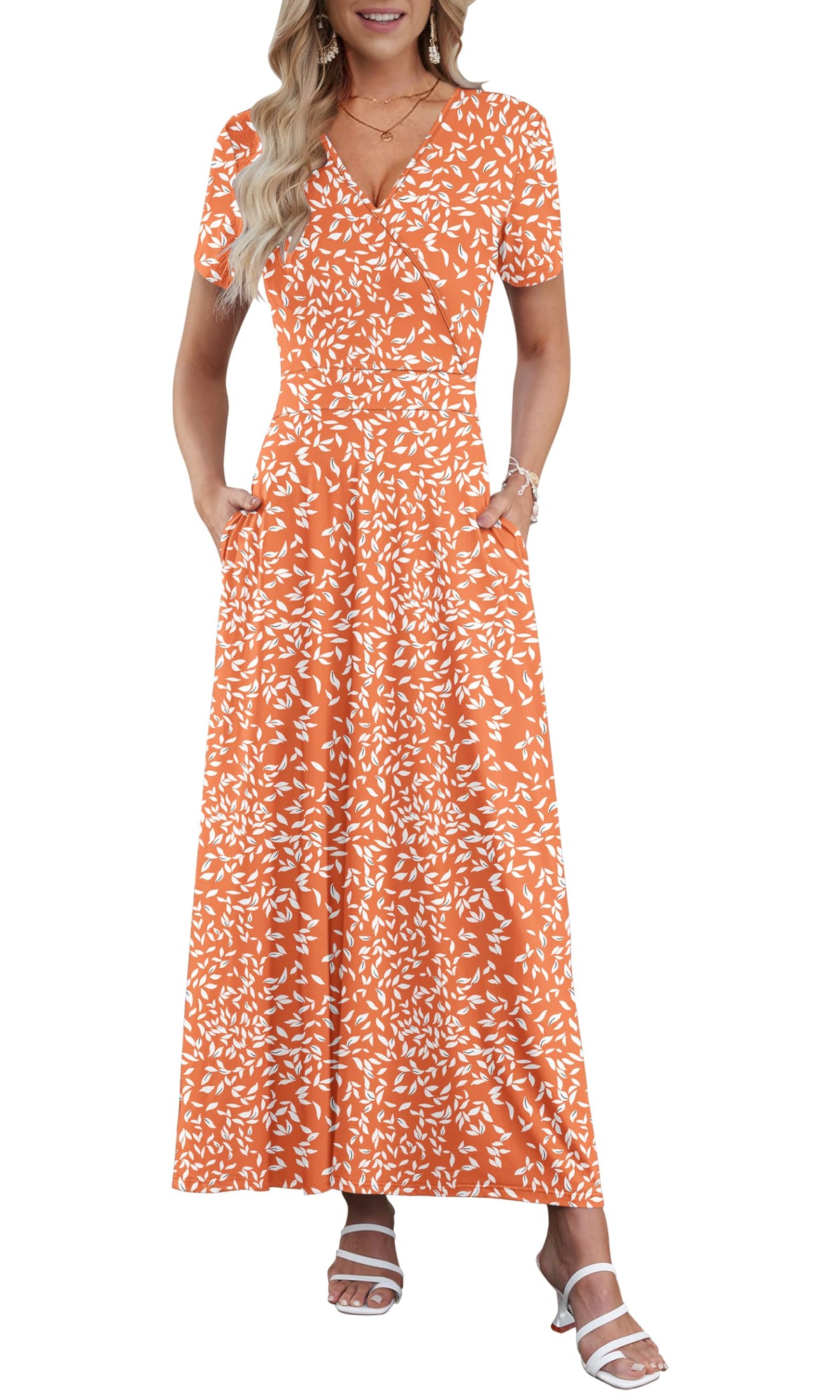 AUSELILY Maxi Dresses for Women Ankle Length Floral Beach Long Flowy Dress