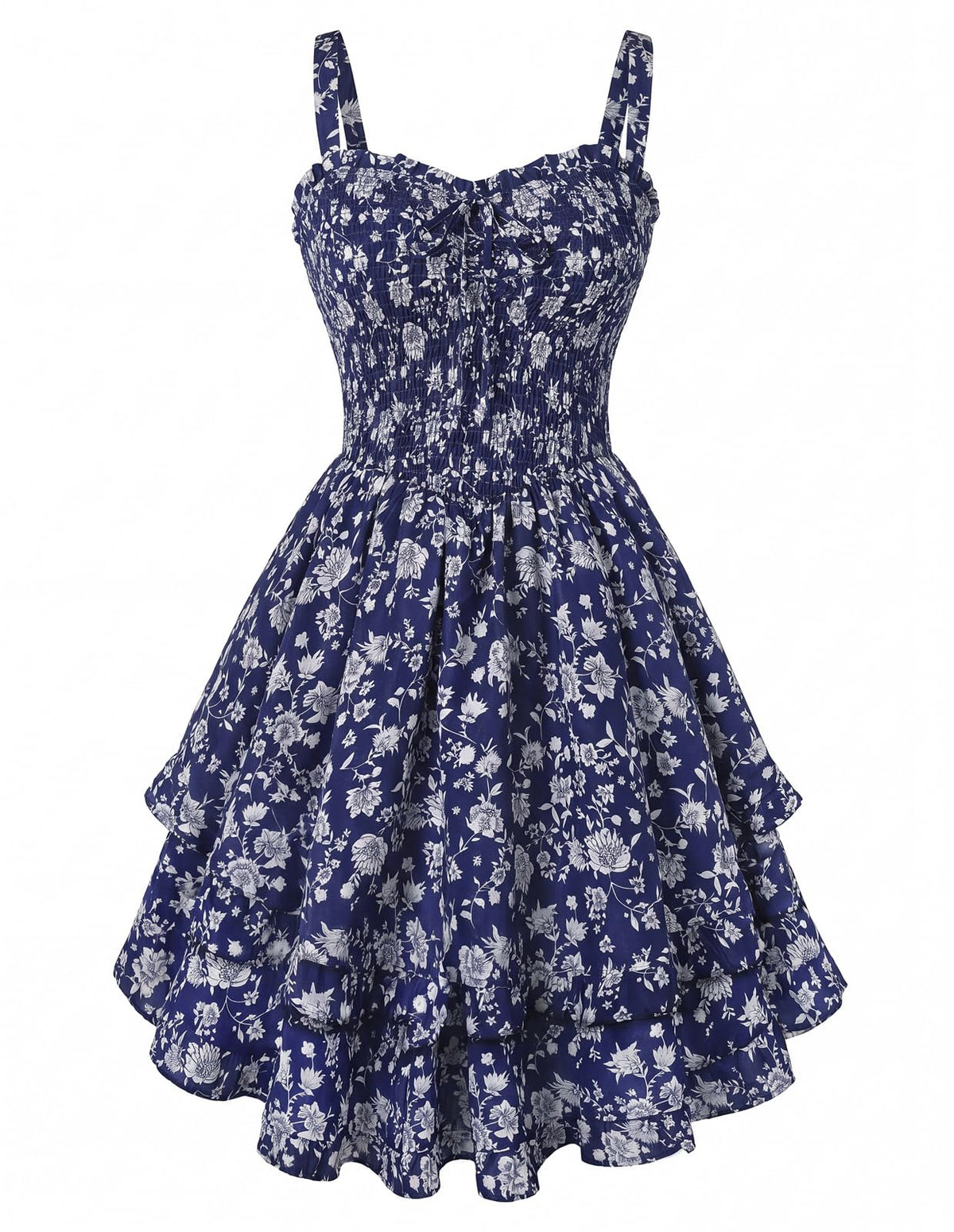 Scarlet Darkness Smocked Floral Sundresses Women Teens Summer Spring Dress