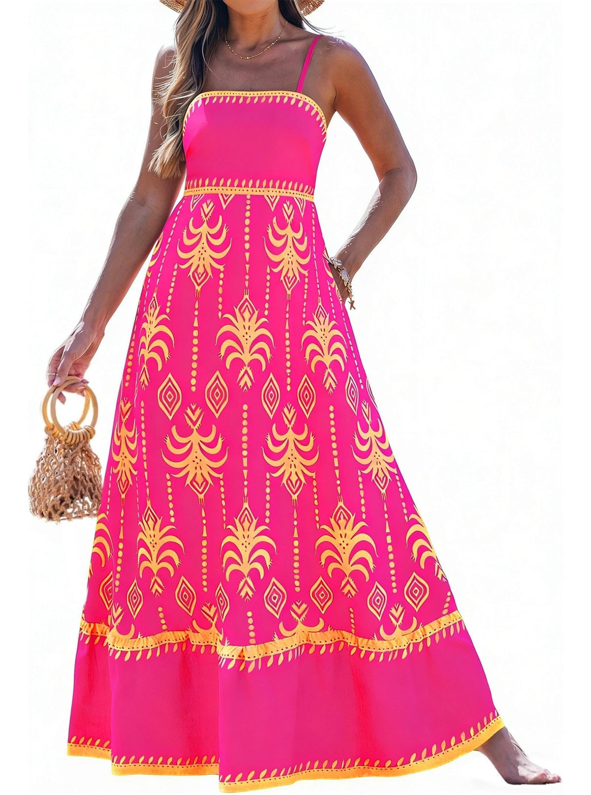 popvil Women Summer Maxi Dress 2026 Spaghetti Strap Long Beach Dress