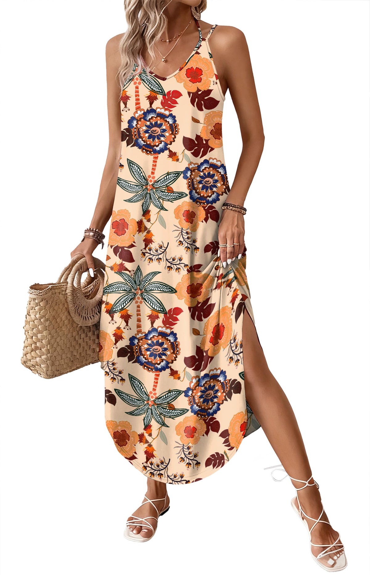 WIHOLL Summer Dresses for Women 2026 Maxi Dress Boho Halter Dress Sundresses Beach Vacation Clothes Travel Outfits