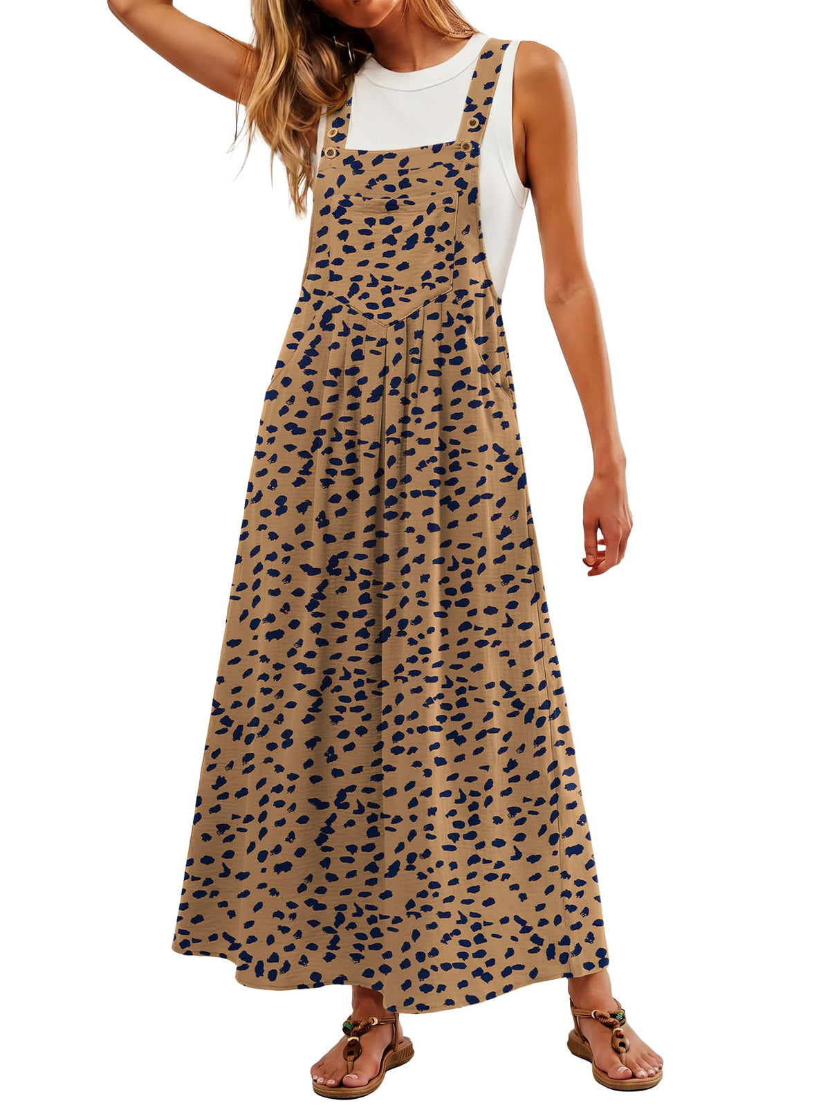Lepunuo Summer Dresses Women Bib Overall Dresses Adjustable Beach