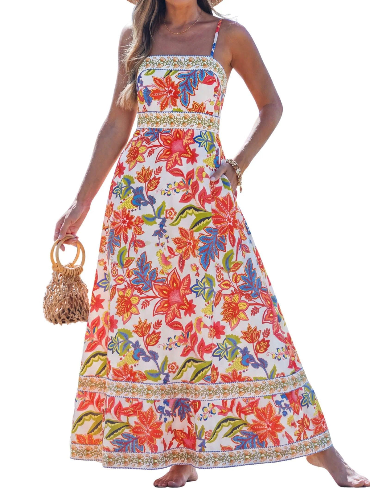 popvil Women Summer Maxi Dress 2026 Spaghetti Strap Long Beach Dress