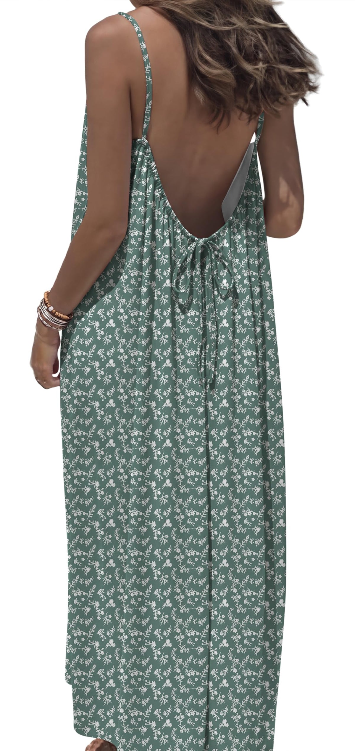 OFEEFAN Summer Dresses for Women 2026 Backless Cami Maxi Sundresses Spaghetti Strap Beach Vacation Clothes Swimsuit Coverup