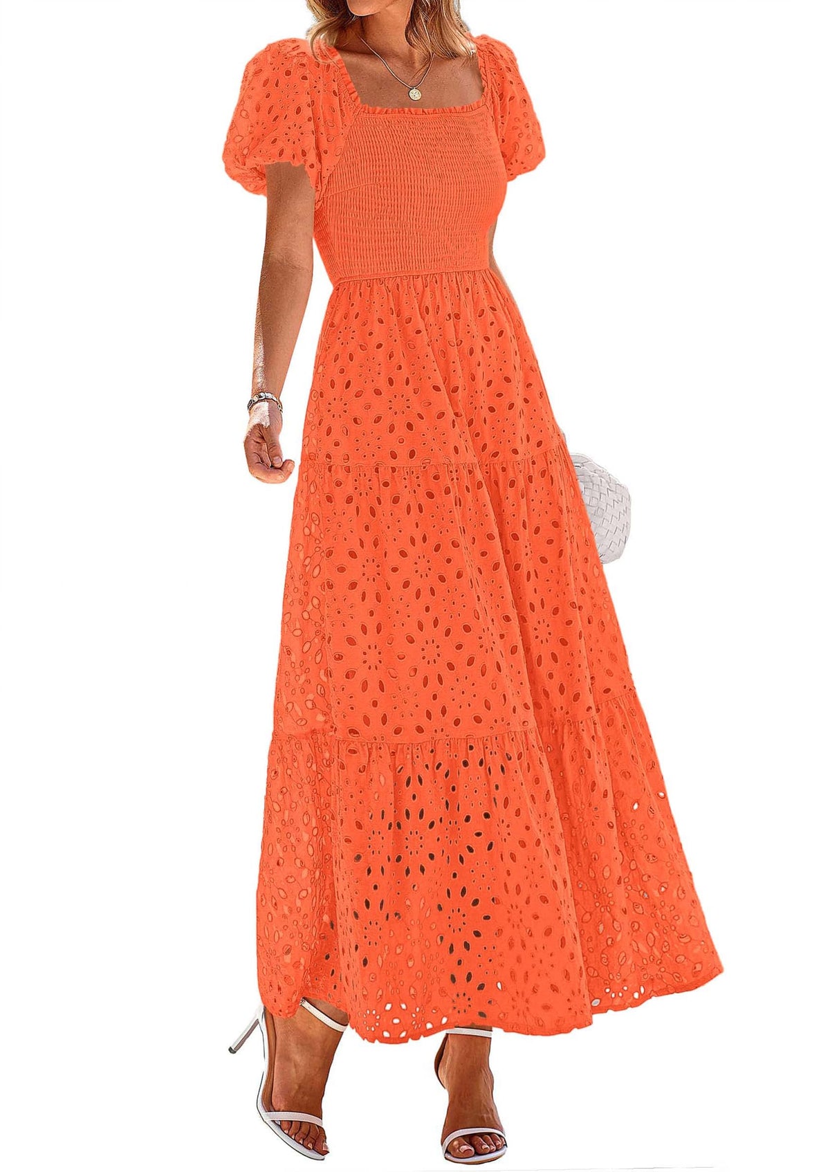 PRETTYGARDEN Womens Summer Eyelet Maxi Wedding Guest Dress