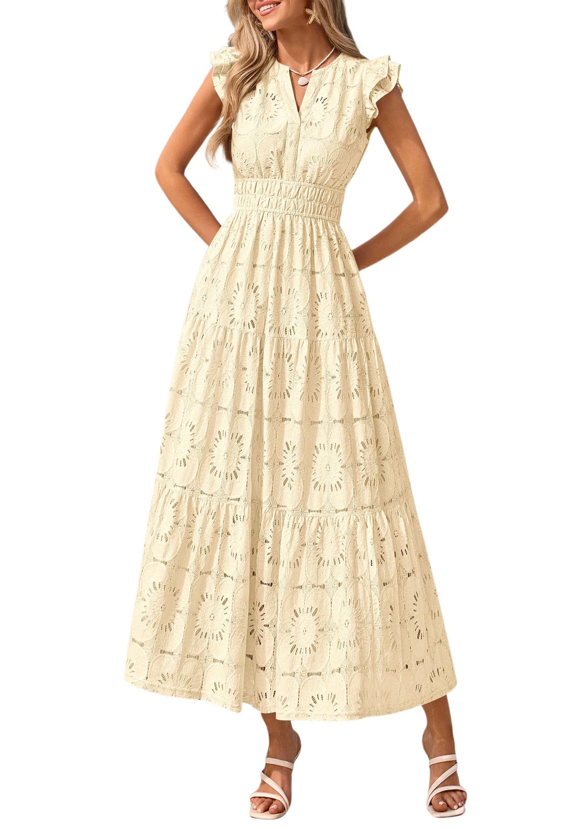 PRETTYGARDEN Women's Summer Eyelet Boho Maxi Dresses