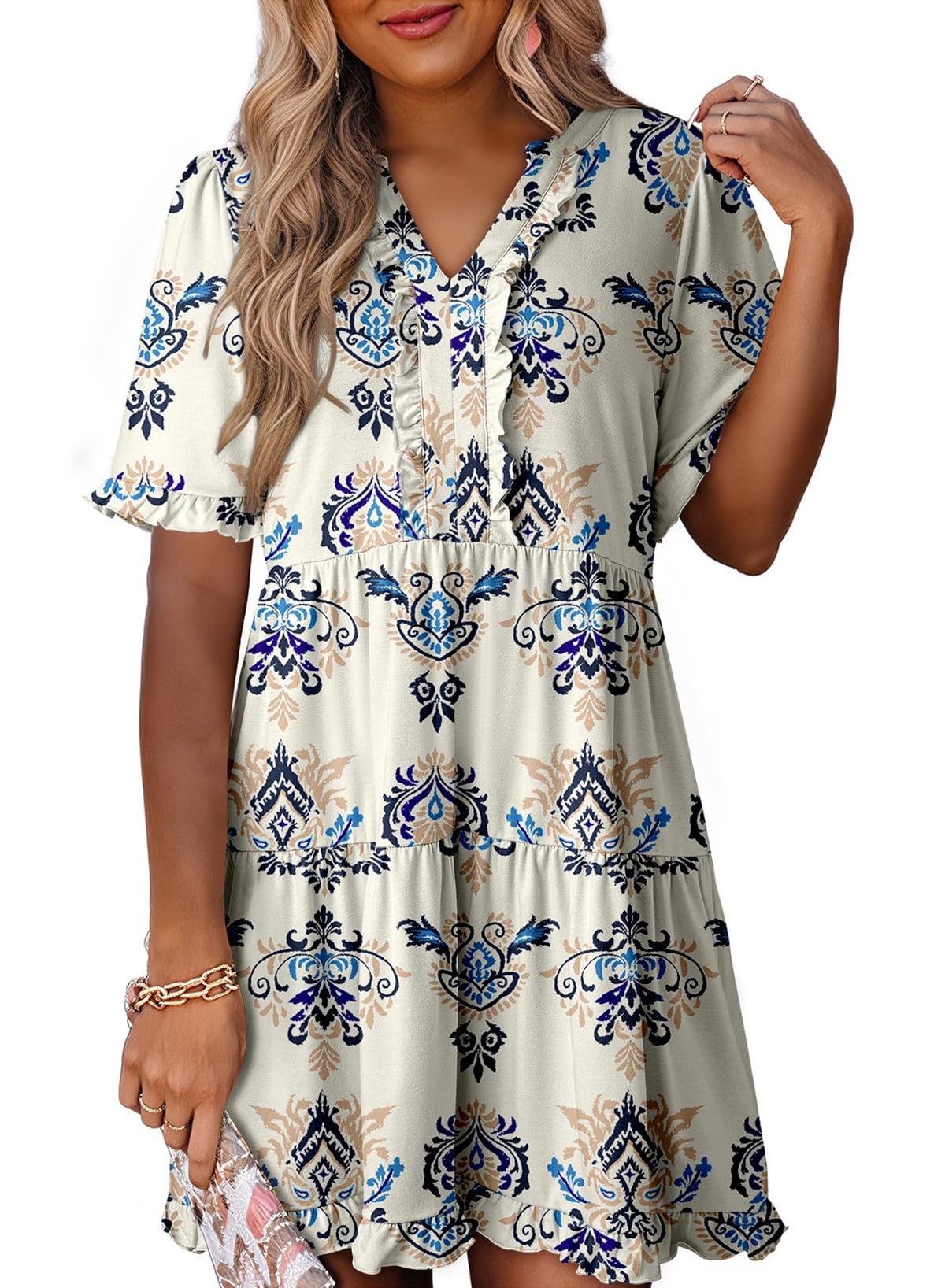 Dokotoo Womens A Line Babydoll Casual Summer Dresses with Pockets