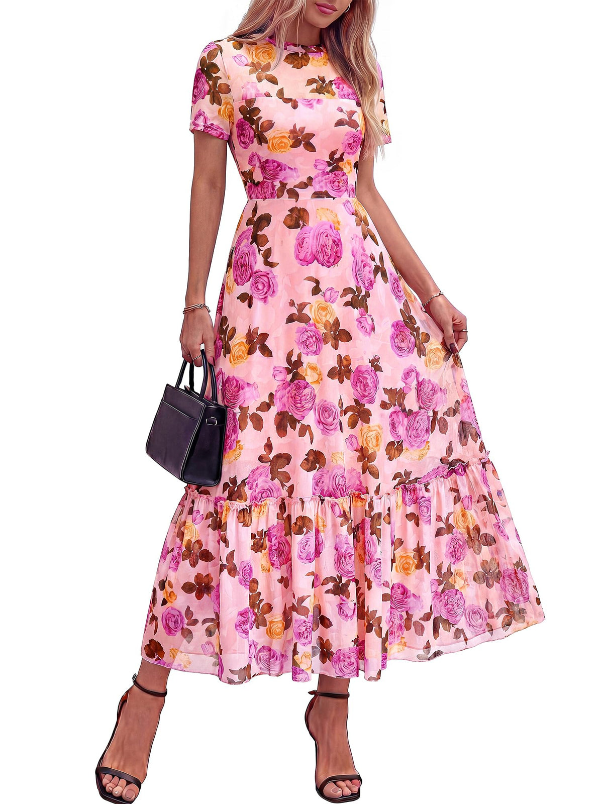 BTFBM Womens Mesh Ruffle Boho Cocktail Dresses