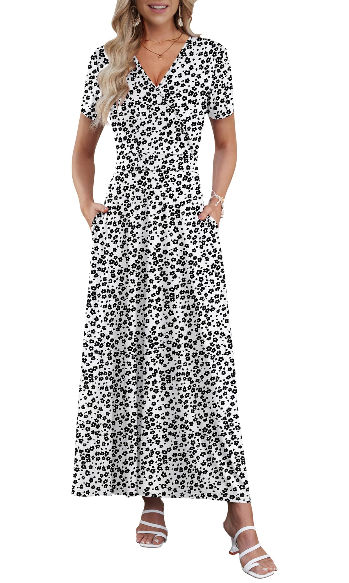 AUSELILY Maxi Dresses for Women Ankle Length Floral Beach Long Flowy Dress