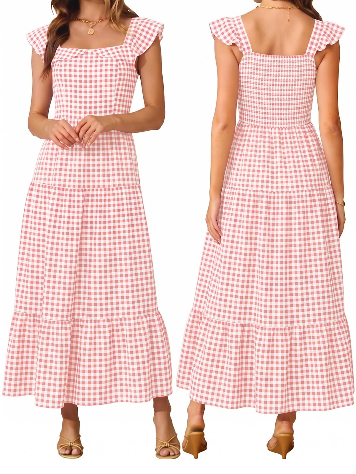 Womens Summer Sleeveless Maxi Dress Square Neck