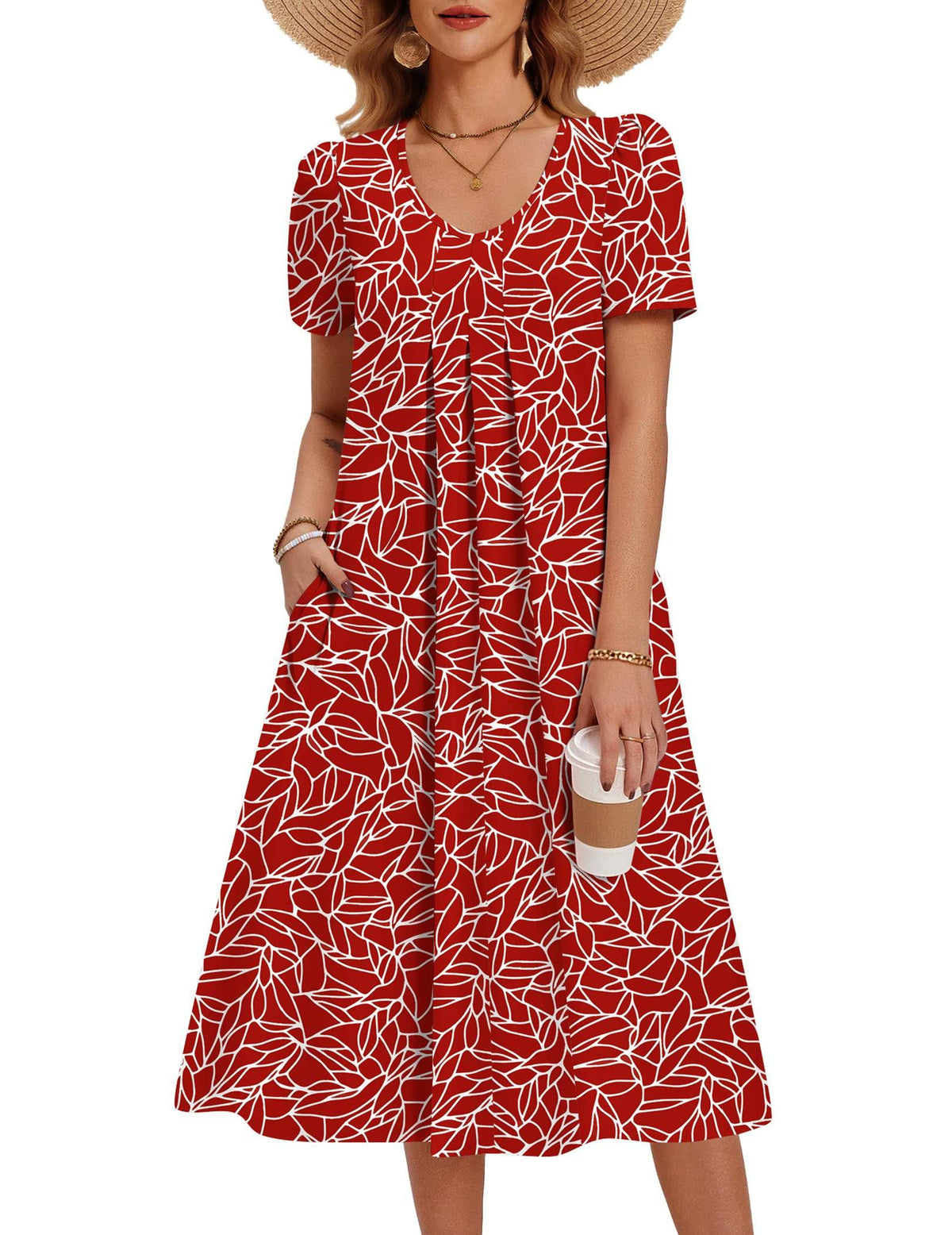 Zeagoo Summer Casual Dress for Womens Floral Midi Sundress with Pockets